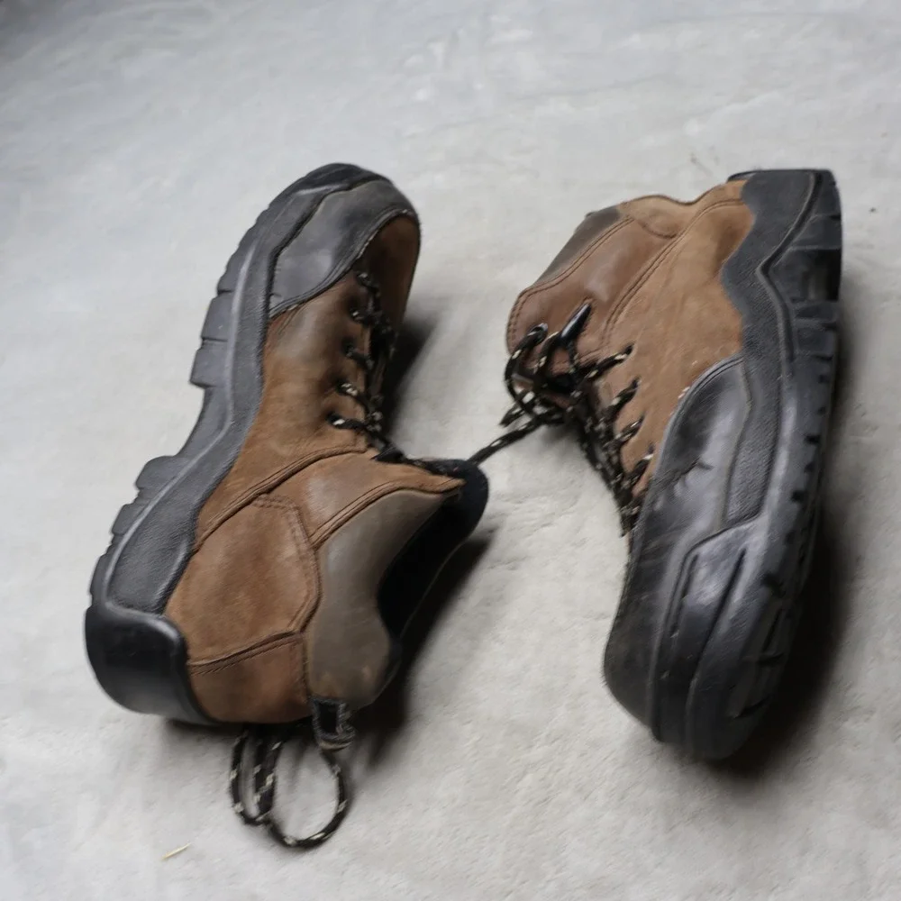 Thom McAn Mens 10‎ Hiking Boots Black Leather Trail Rugged Utility Trekking Work